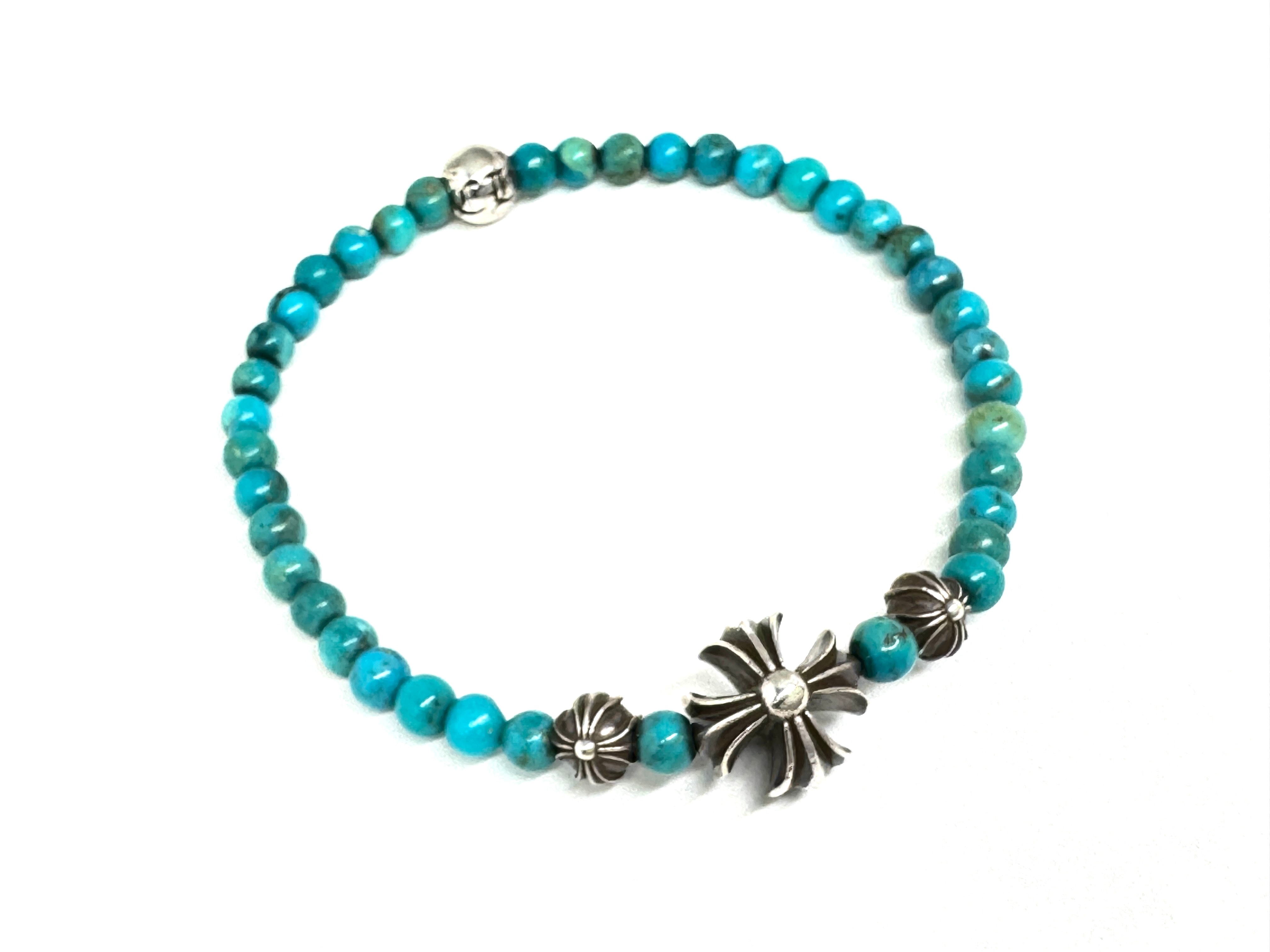 Chrome Hearts 4mm BEAD 15 Bracelet "Turquoise"