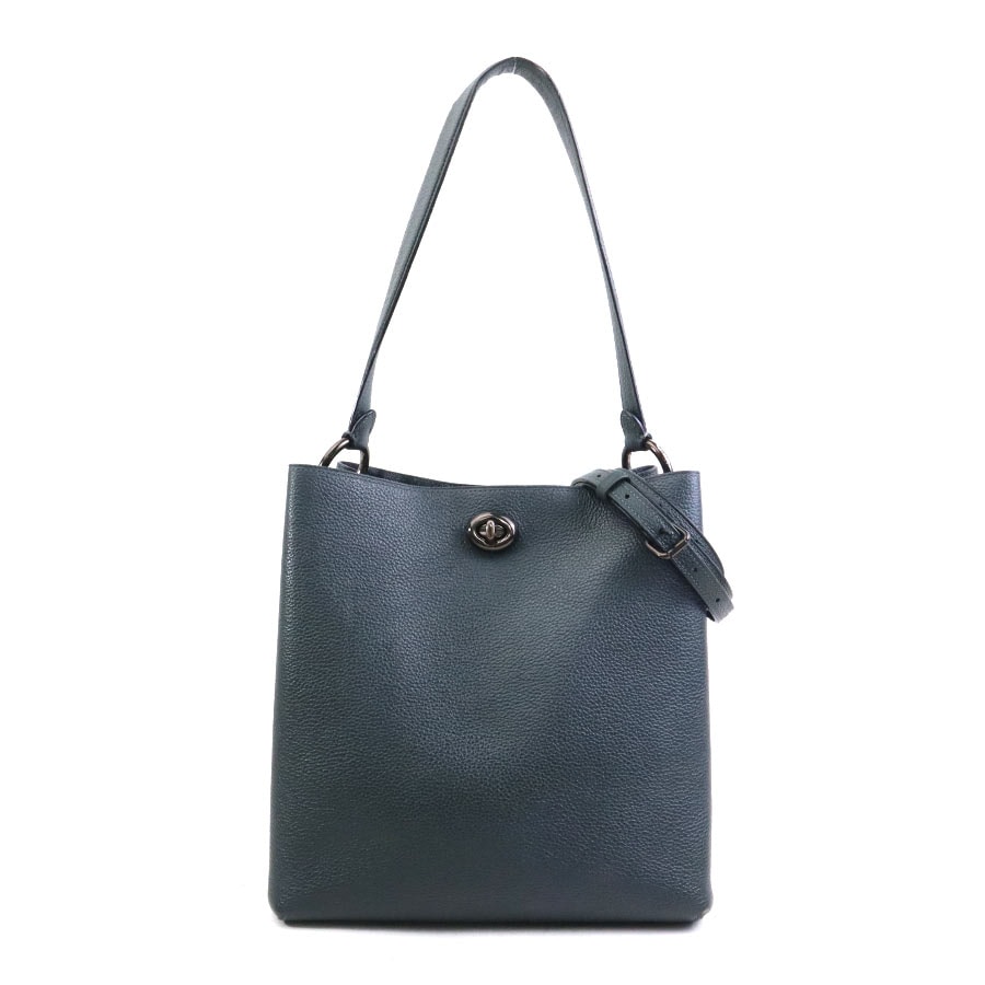 コーチ COACH ハンドバッグ ショルダーバッグ レザー ダークグリーン レディース【中古】 h31598a