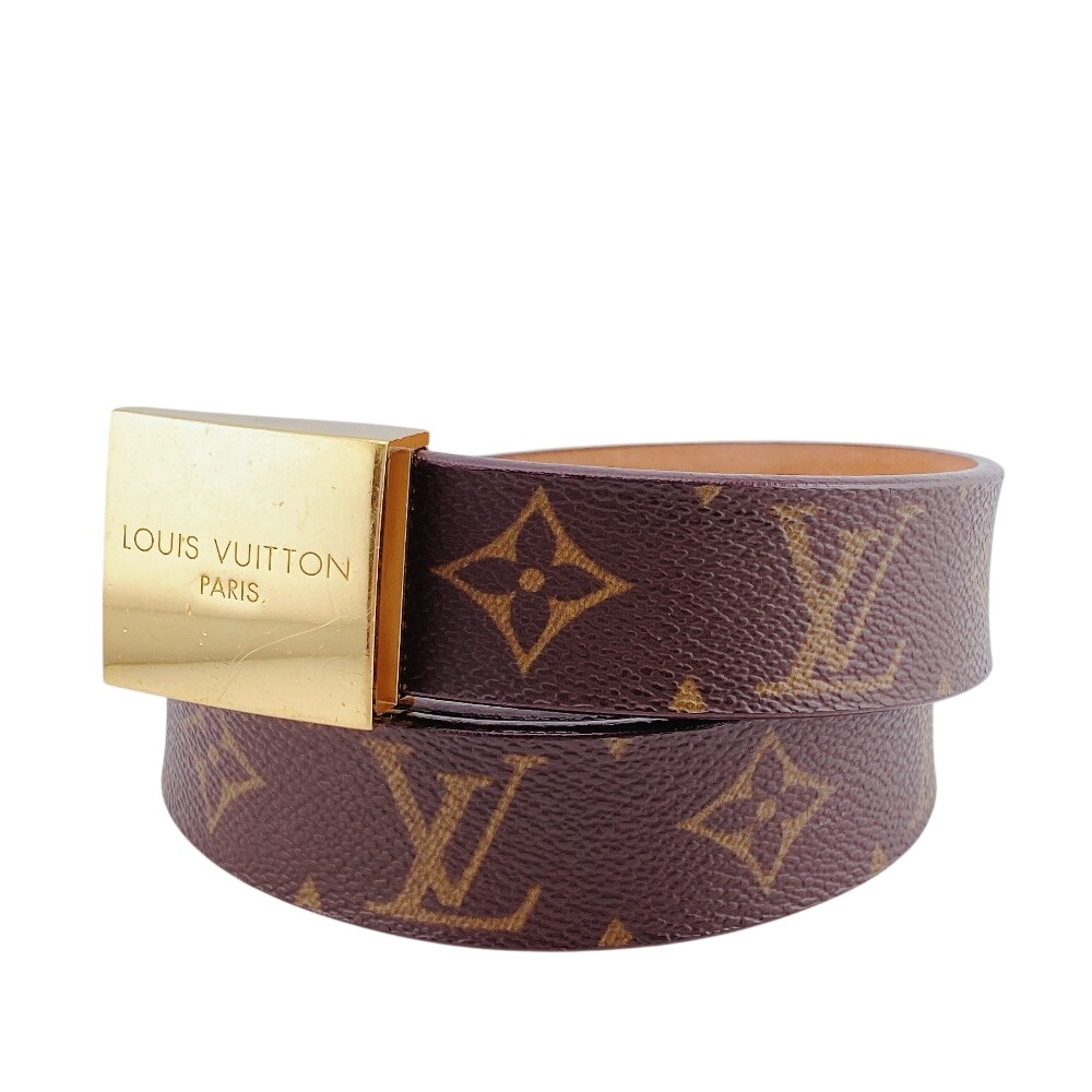 ルイヴィトン LOUIS VUITTON ベルト モノグラム サンチュール キャレ M6800Q ブラウン