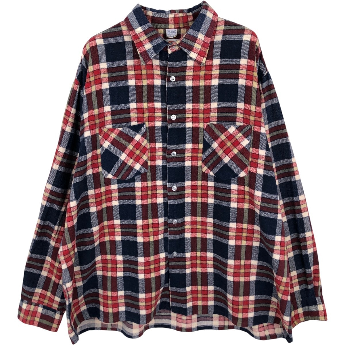 古着 80~90年代 ディッキーズ Dickies 長袖 プリントネルチェックシャツ ボックスシャツ メンズXL相当 ヴィンテージ/eaa675479