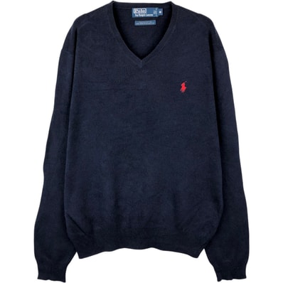 古着 ラルフローレン Ralph Lauren POLO by Ralph Lauren Vネック ピマコットンニットセーター メンズM相当/eaa670127
