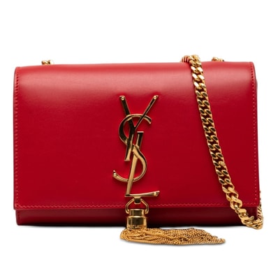 サンローラン モノグラム ケイト 斜め掛け チェーン ショルダーバッグ 354120 レッド レザー レディース SAINT LAURENT 【中古】