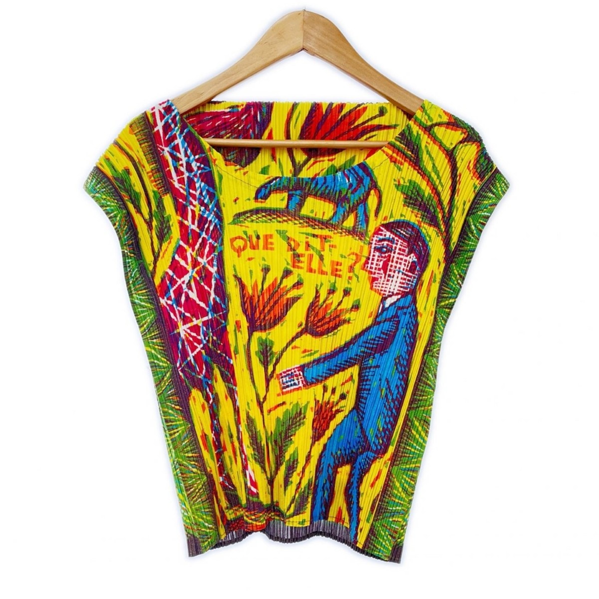 ISSEY MIYAKE イッセイミヤケ PLEATSPLEASE プリントカットソー サイズ3 レディース PP14JK241 イエロー