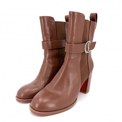 Christian Louboutin クリスチャンルブタン ブーツ サイドゴア 靴 36サイズ 約23cm レザー ブラウン 茶 シルバー金具 レディース【中古品】