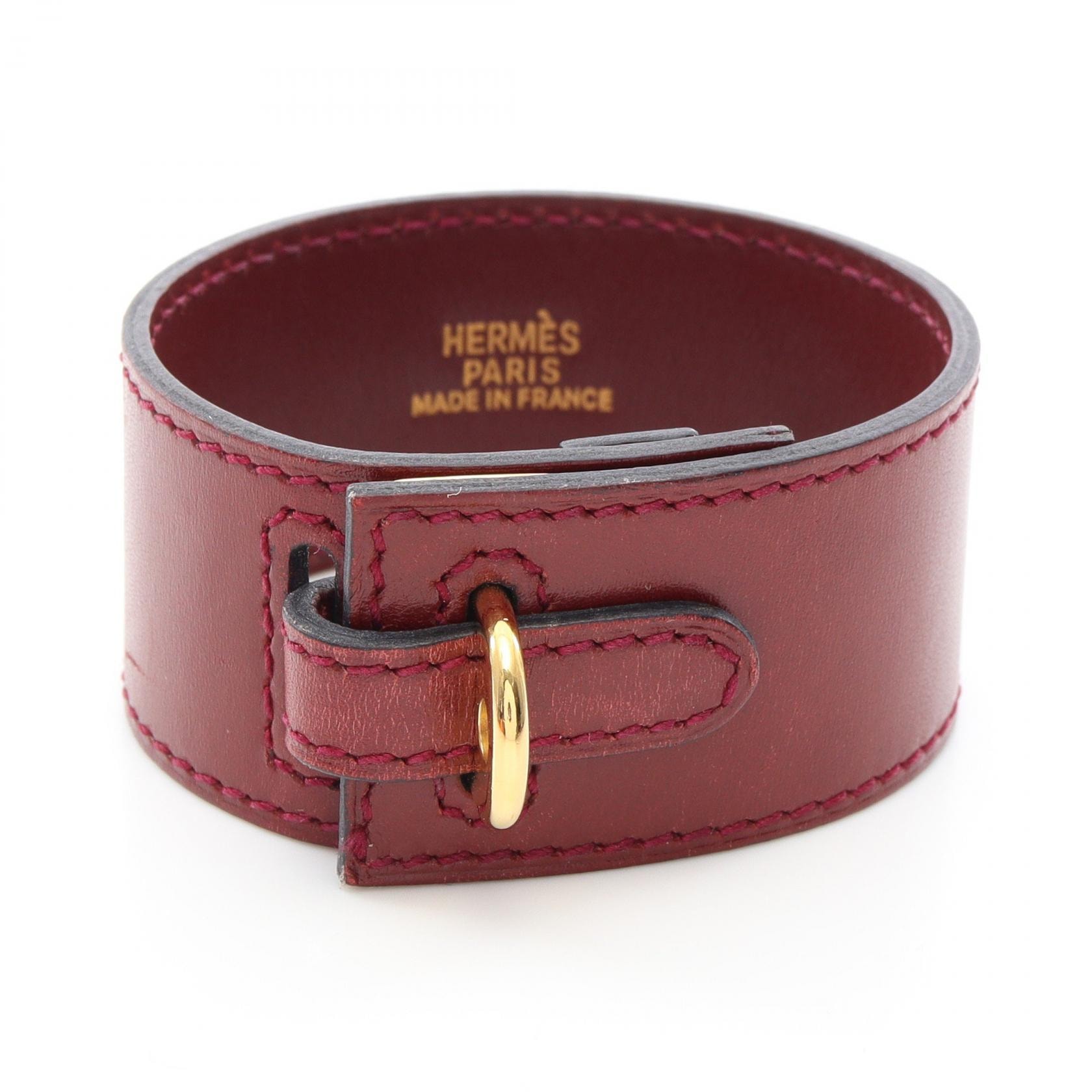 エルメス HERMES アルテミス ブレスレット □E刻印 ブレスレット アクセサリー GP(ゴールドメッキ) レザー レディース レッド系 【中古】