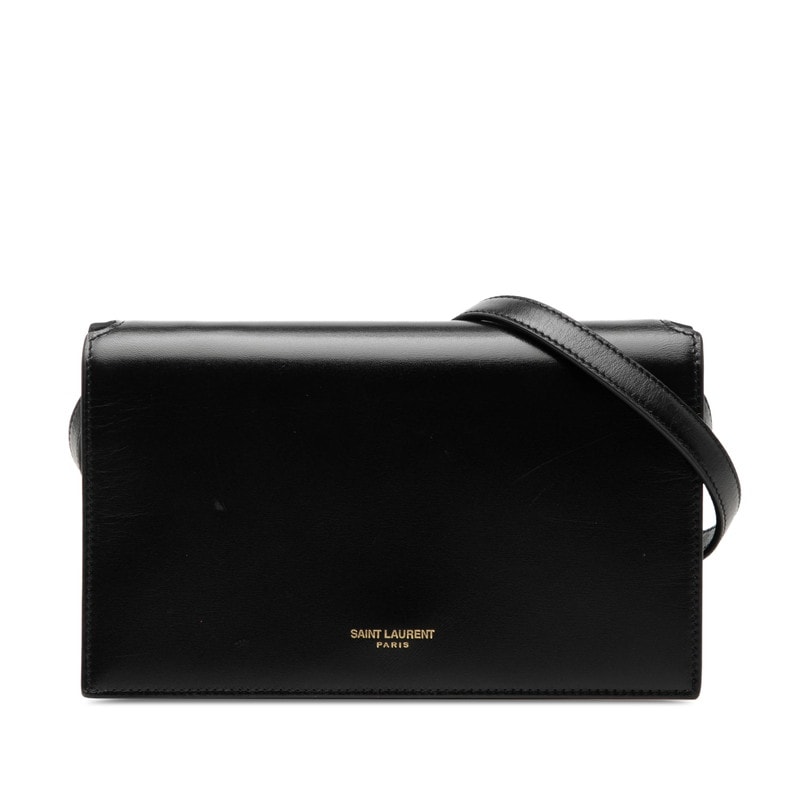 サンローラン 斜め掛け フラップ ショルダーバッグ 769162 ブラック レザー レディース SAINT LAURENT 【中古】