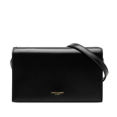 サンローラン 斜め掛け フラップ ショルダーバッグ 769162 ブラック レザー レディース SAINT LAURENT 【中古】