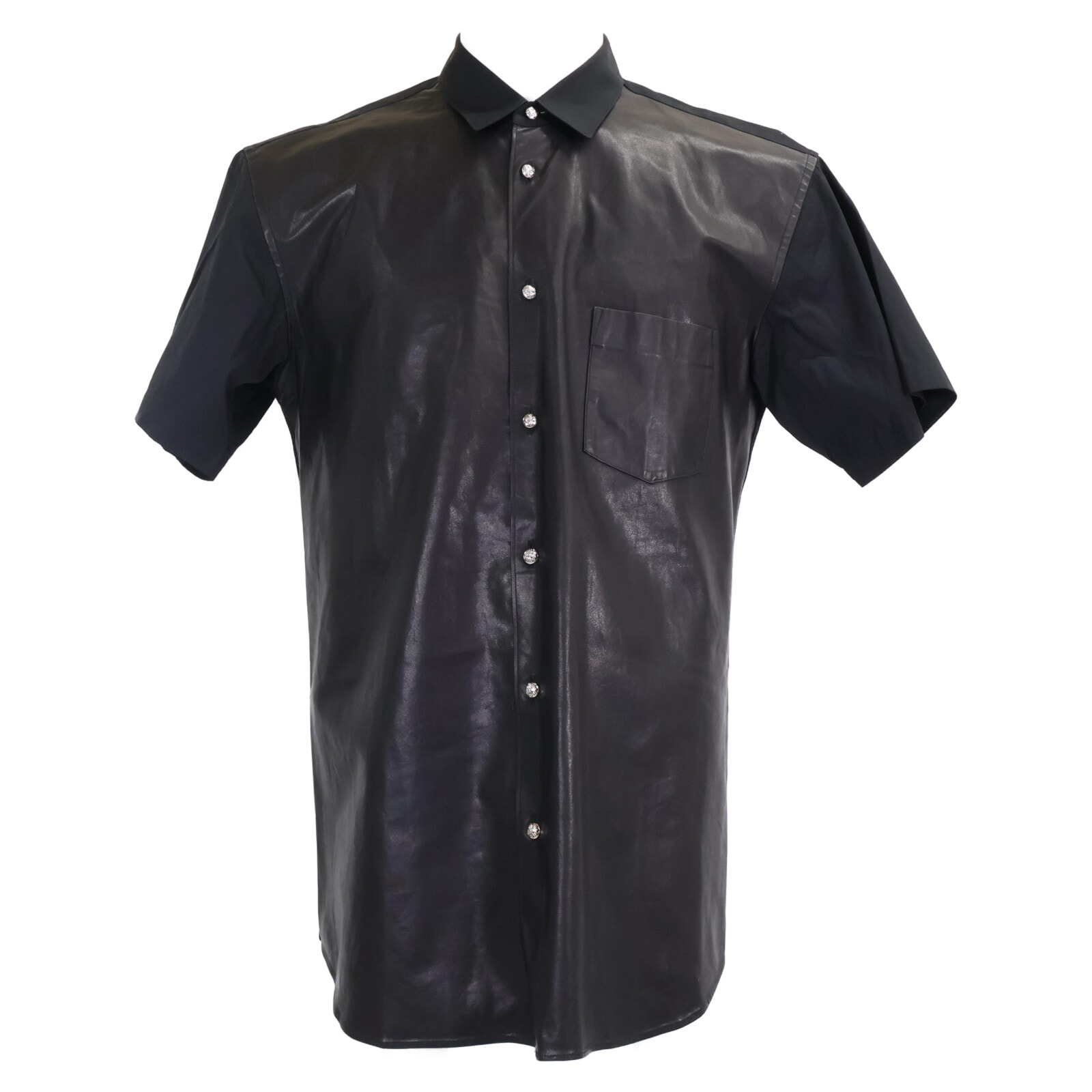 Chrome Hearts x COMME des GARCONS CDG SS PP Cross Ball Button Leather Switching S/S Shirt "Black"