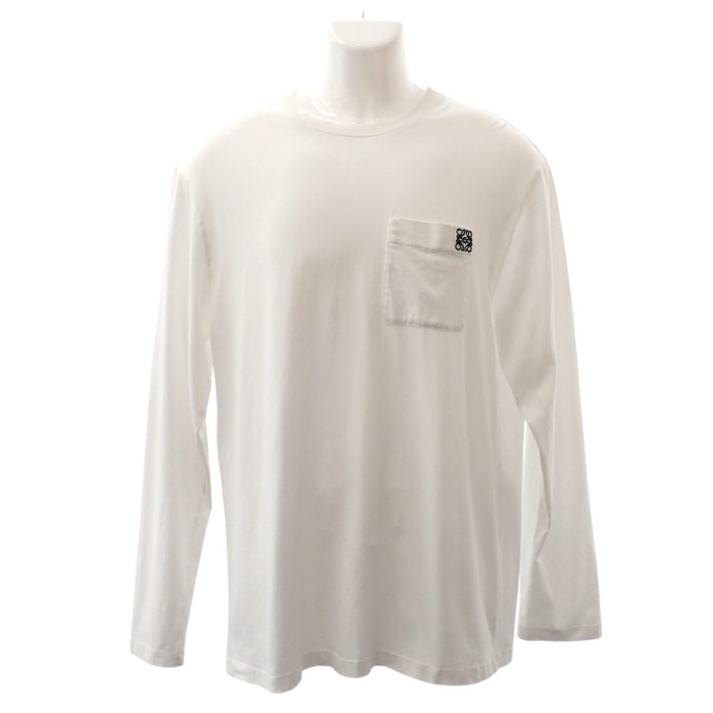 ロエベ LOEWE ロングスリーブ L H526Y24J04 長袖Tシャツ コットン ホワイト メンズ レディース【中古】【ABランク】