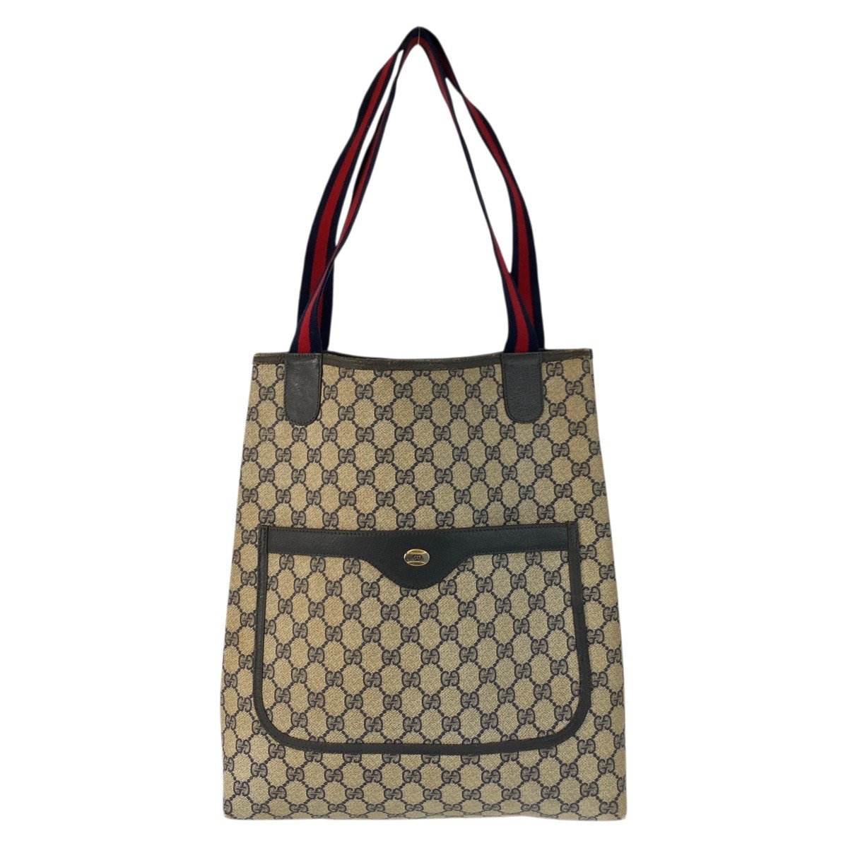 GUCCI グッチ ヴィンテージ シェリーライン グレー ネイビー GGスプリームキャンバス トートバッグ ショルダーバッグ 601681 【中古】