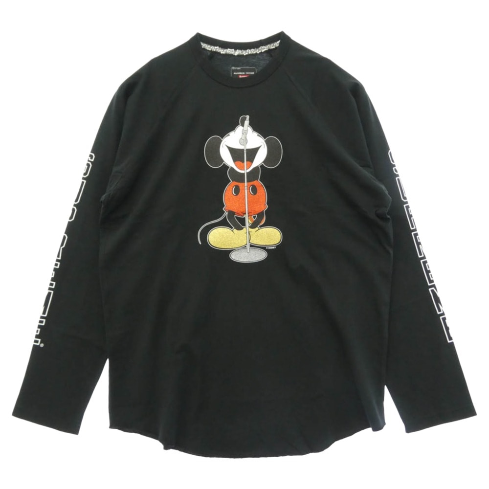 Supreme シュプリーム × Number (N)ine ナンバーナイン × Mickey Raglan L/s Top ミッキー ラグラン スリーブ クルーネック Tシャツ 長袖 ブラック系 L【新古品】【未使用】【中古】