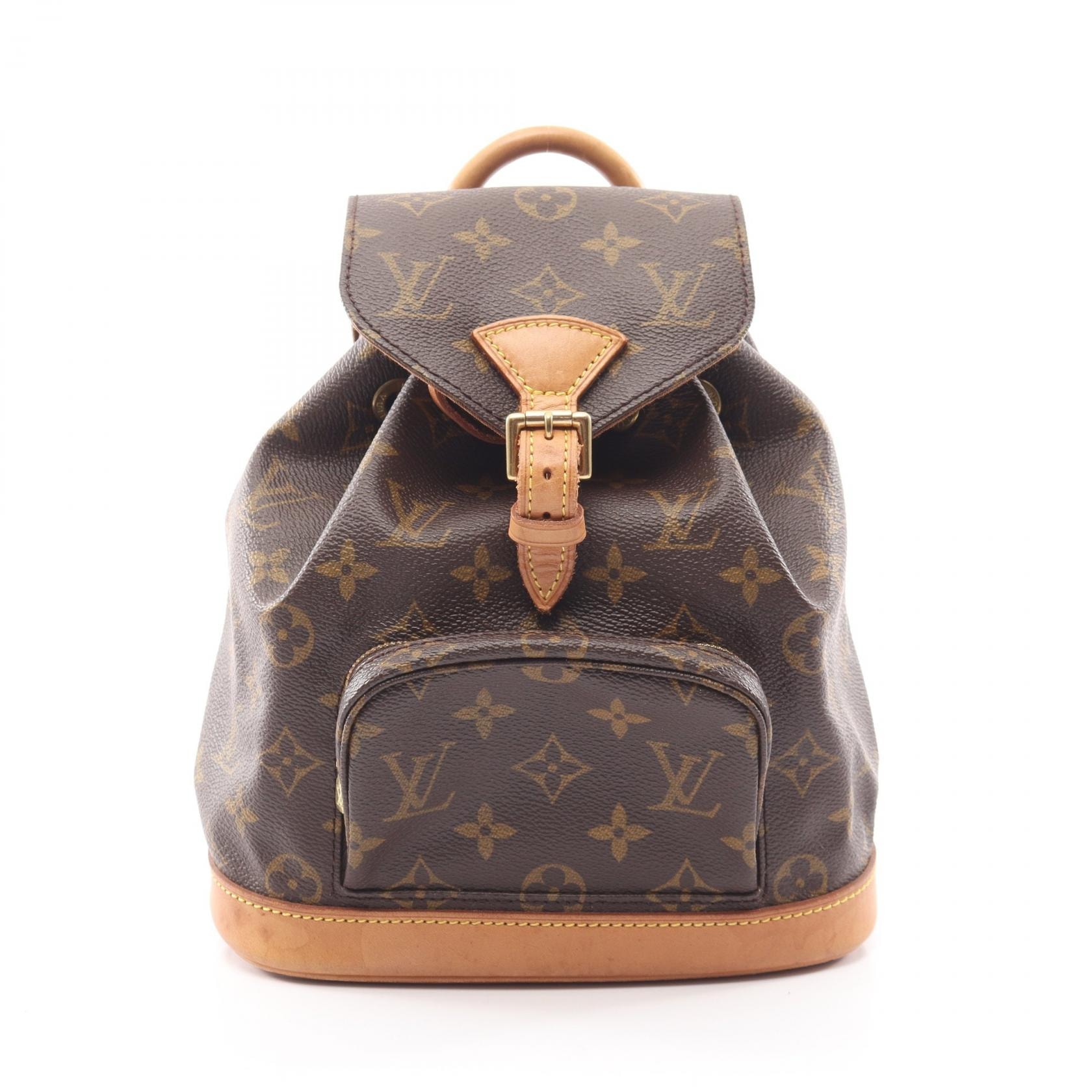 ルイ・ヴィトン LOUIS VUITTON ミニモンスリ リュックサック バックパック バッグ PVCコーティングキャンバス レザー モノグラム レディース ブラウン系 M51137 【中古】