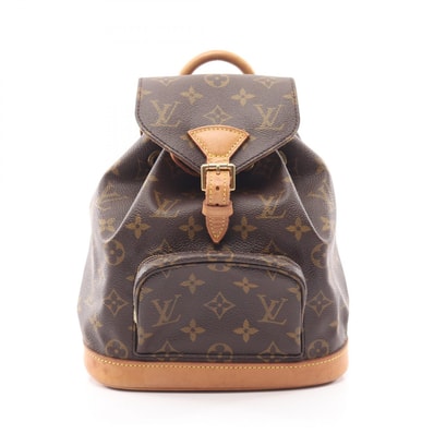 ルイ・ヴィトン LOUIS VUITTON ミニモンスリ リュックサック バックパック バッグ PVCコーティングキャンバス レザー モノグラム レディース ブラウン系 M51137 【中古】