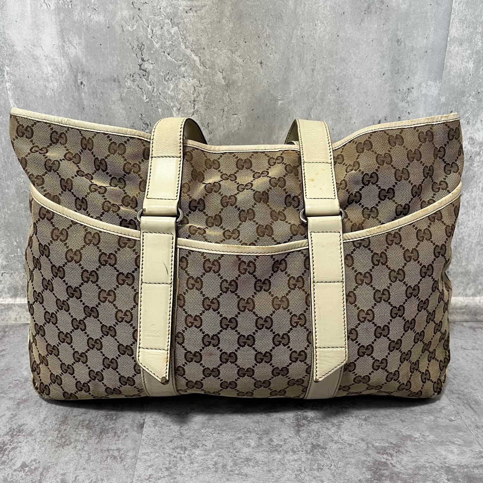 C (やや傷や汚れあり)】【GUCCI】グッチ トートバッグ GG柄 ベージュ