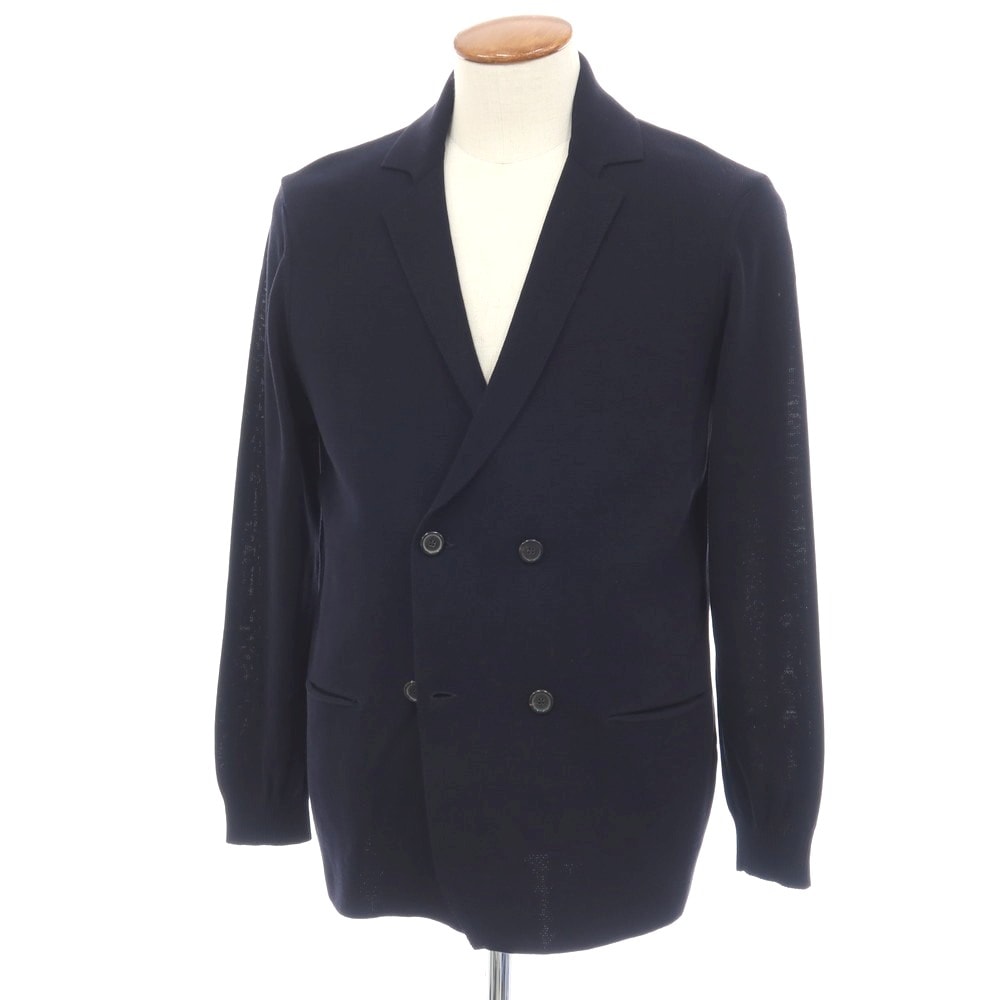 【中古】ジルサンダー JIL SANDER コットン ダブル4B ジャケット型 カーディガン ネイビー【サイズ48】【メンズ】