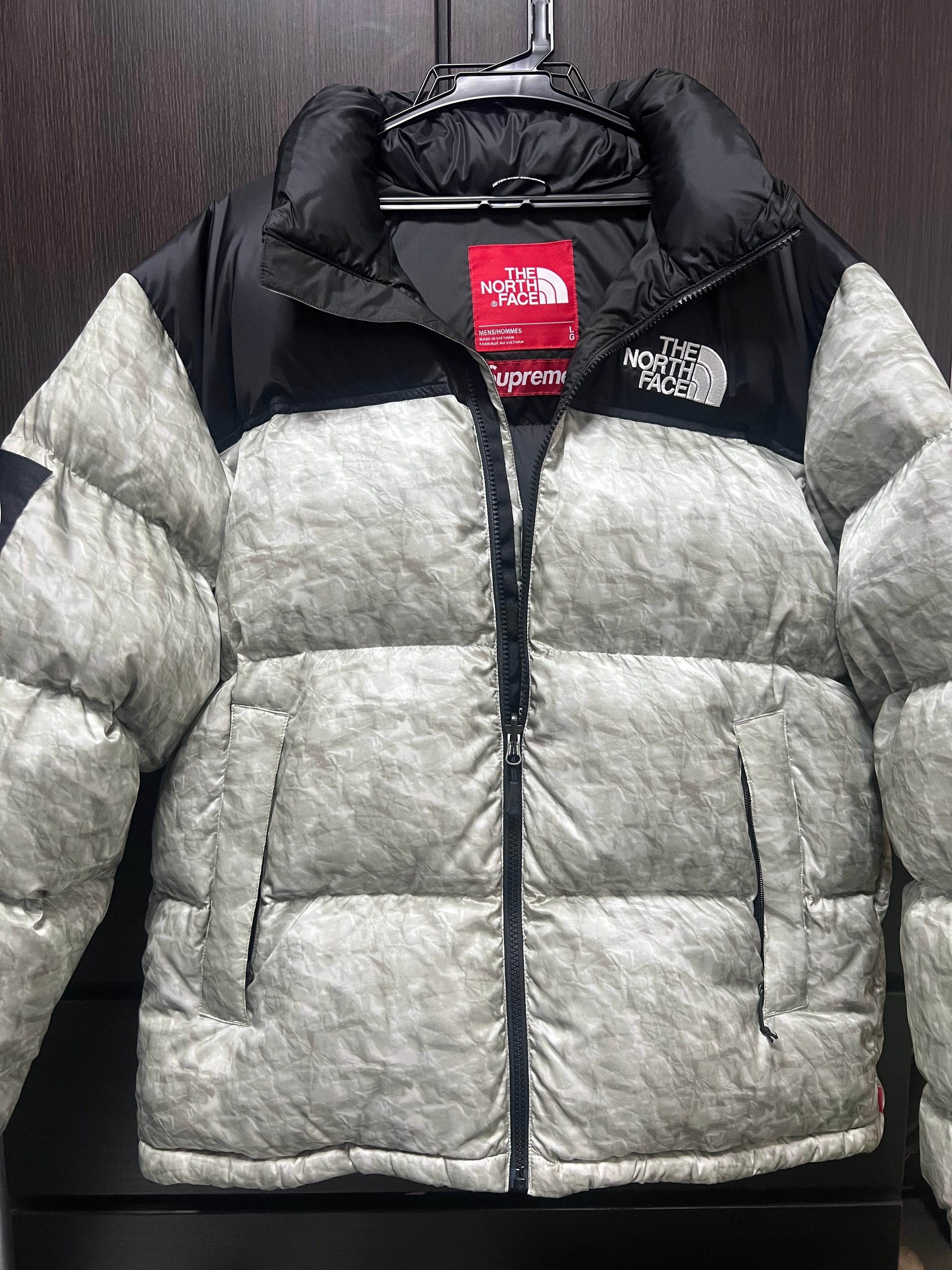 Supreme x The North Face Nuptse Jacket "White Paper Print"