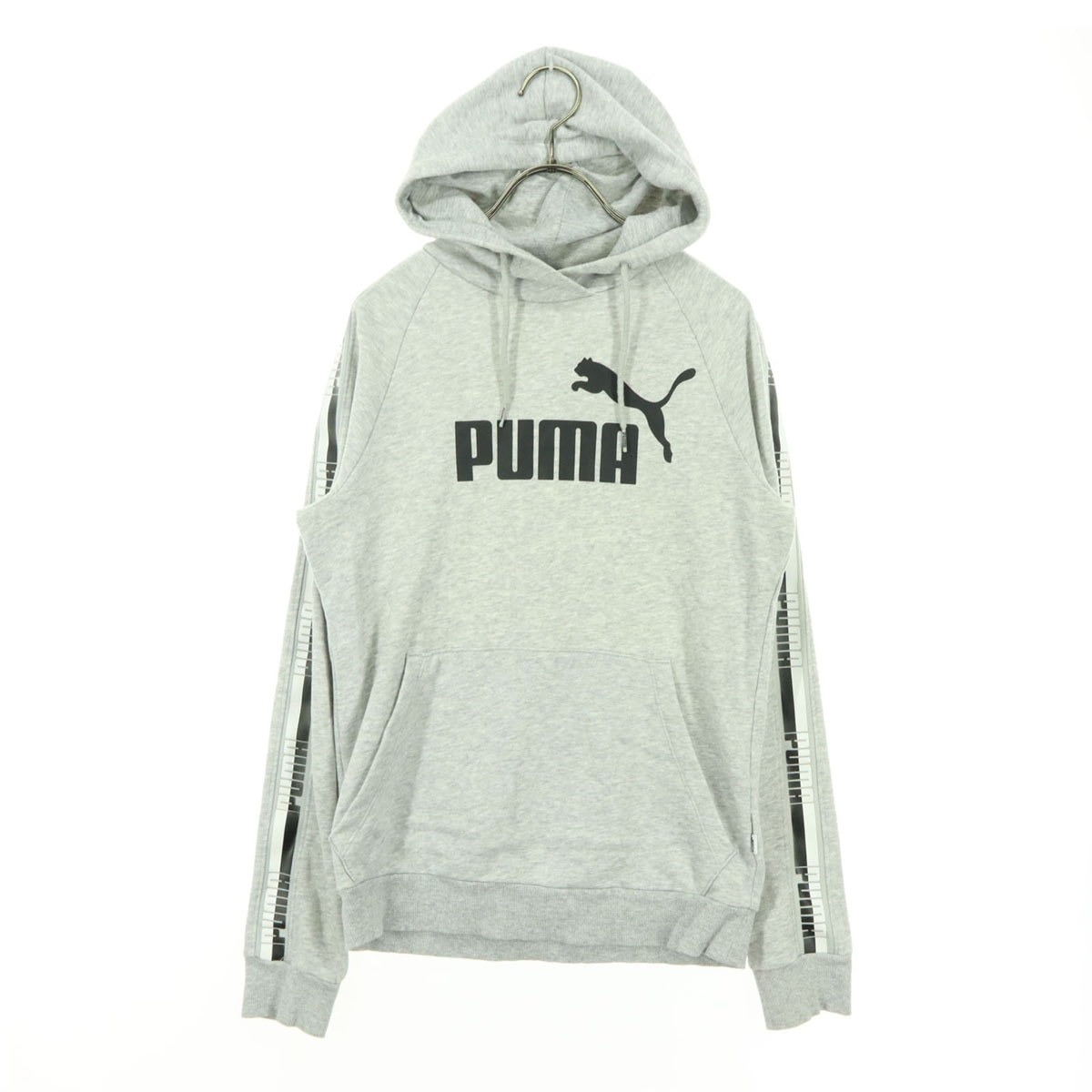PUMA プーマ ロゴプリント スウェットパーカー M ライトグレー