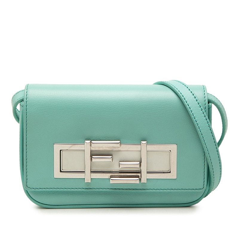 フェンディ 斜め掛け ショルダーバッグ 8BR764 ライトブルー レザー レディース FENDI 【中古】