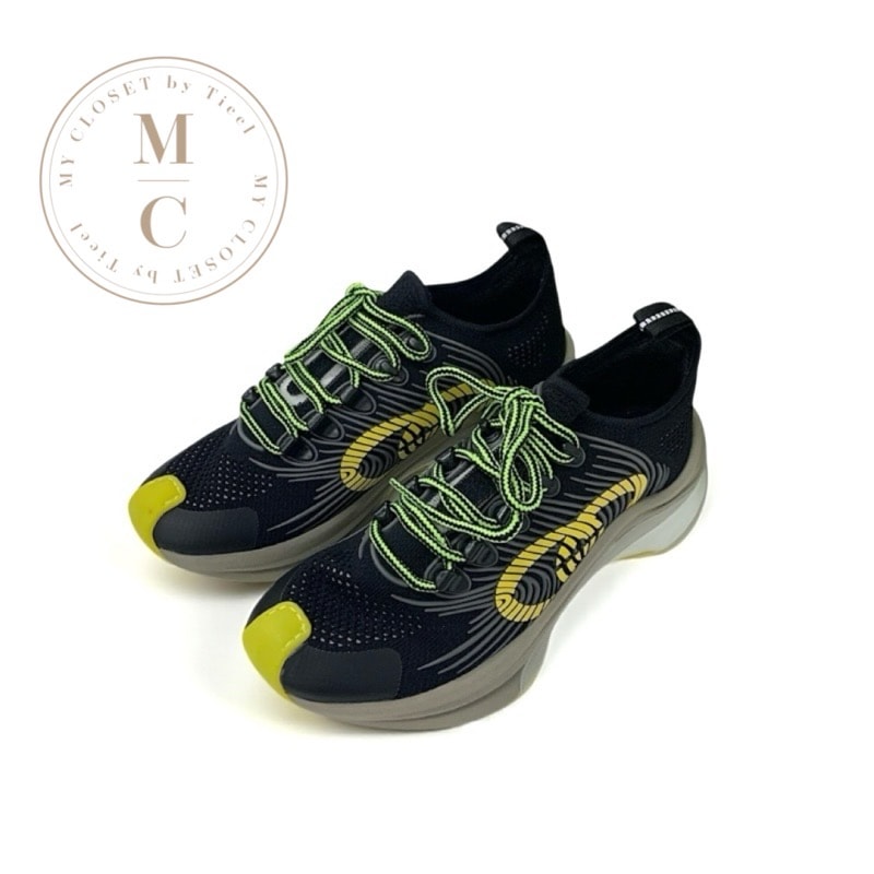 グッチ GUCCI RUN スニーカー 靴 シューズ ファブリック ブラック イエロー 未使用 インターロッキングG ロゴ