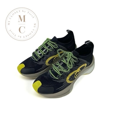 グッチ GUCCI RUN スニーカー 靴 シューズ ファブリック ブラック イエロー 未使用 インターロッキングG ロゴ