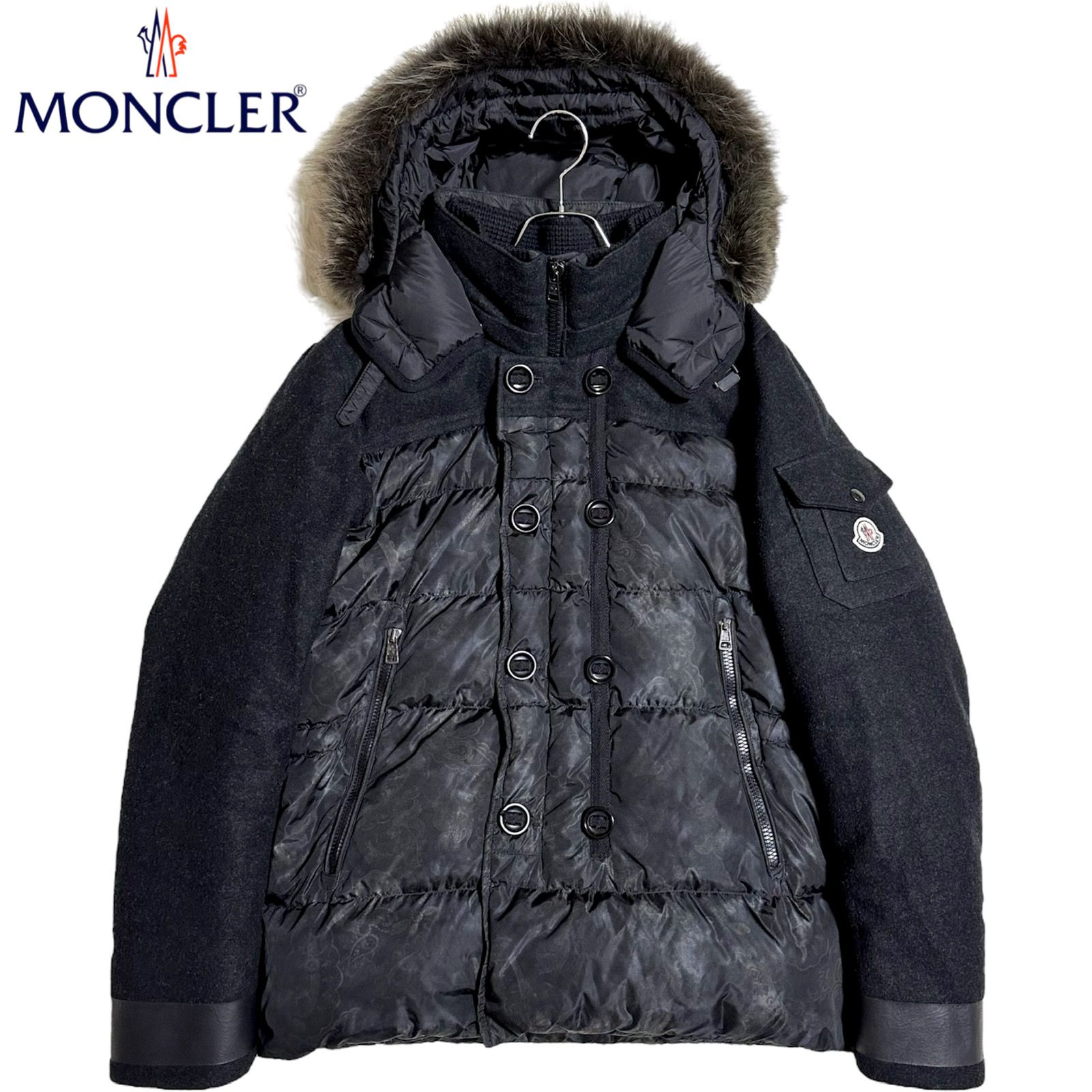 MONCLER HAMMOND ダウンジャケット コンビ 異素材切替 総柄 XL
