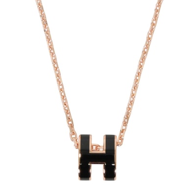 HERMES エルメス ネックレス ミニ ポップアッシュ ペンダント 黒 (ブラック) ローズゴールドプレーテッド/ラッカー 新品