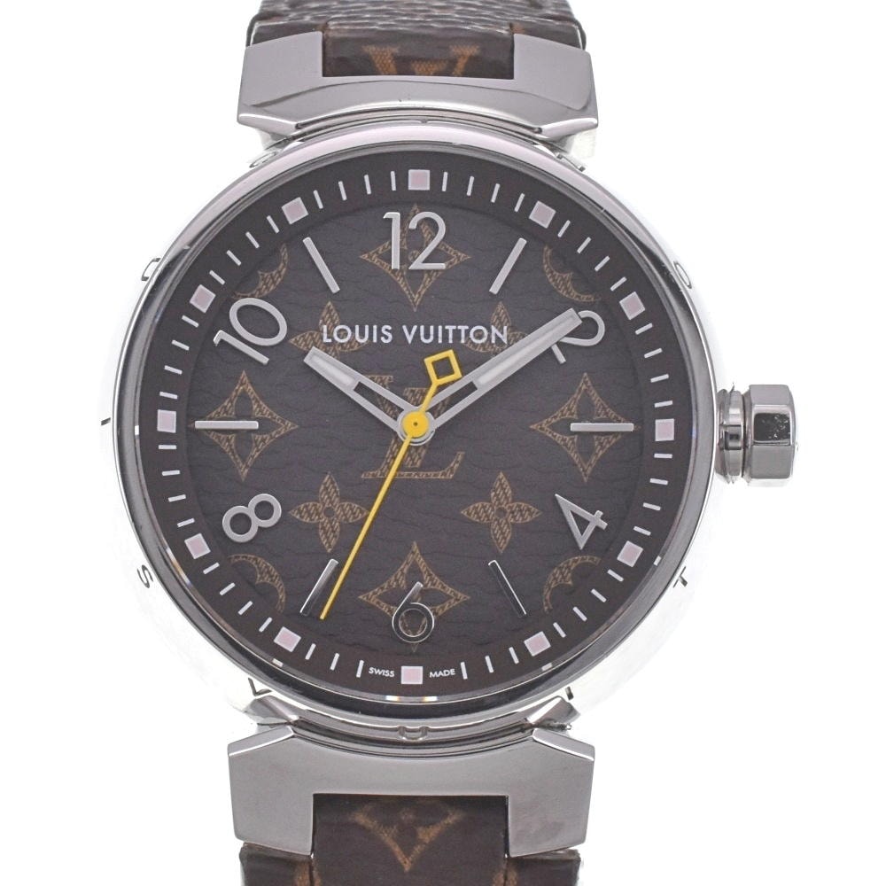 値下 ルイ・ヴィトン LOUIS VUITTON QA071Z タンブール モノグラム MM クォーツ レディース 美品 D#142174
