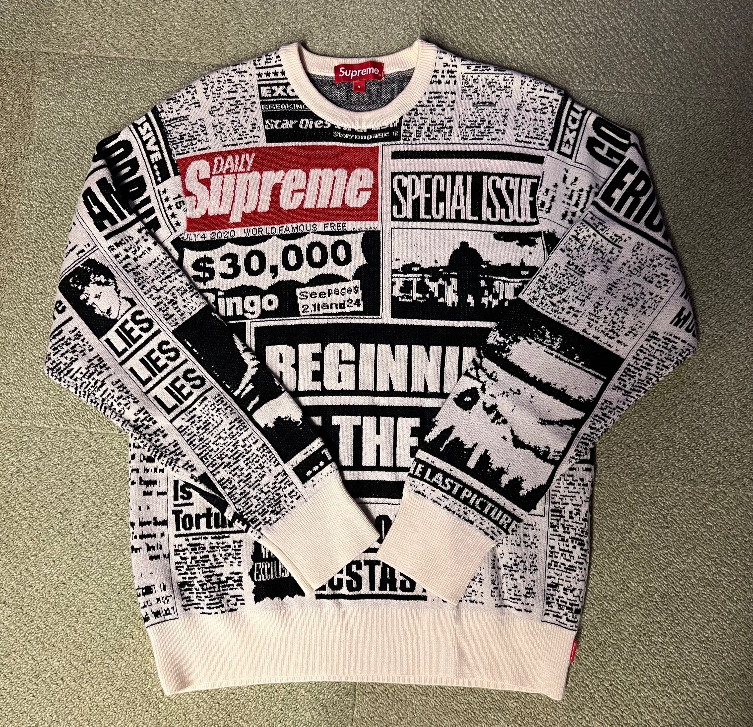 Supreme Newsprint Sweater "White"