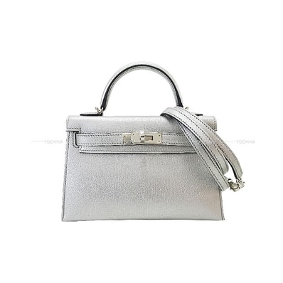 HERMES エルメス ショルダーバッグ ケリー ミニ ドゥ ケリー 20 メタリゼ アルジャン アルジェント (メタリックシルバー) シェーヴルシャムキラ シルバー金具 K刻印 新品