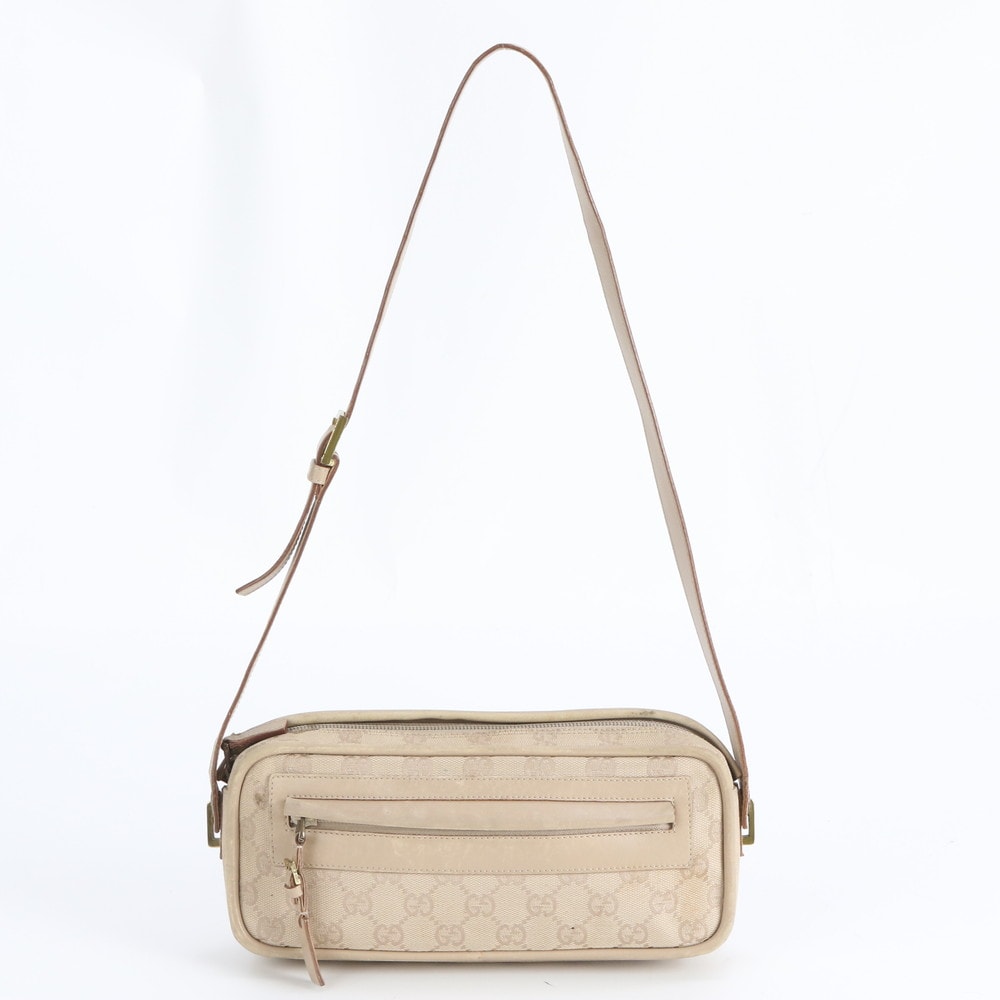 グッチ GGキャンバス 92728 ショルダーバッグ レザー×キャンバス