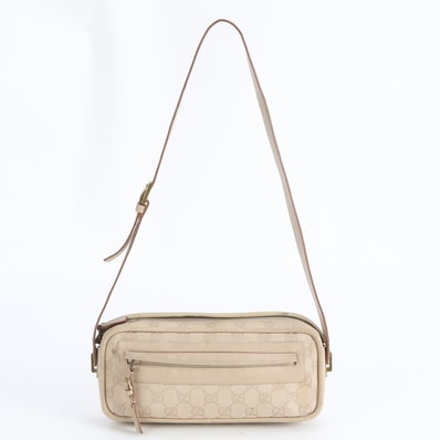グッチ GGキャンバス 92728 ショルダーバッグ レザー×キャンバス