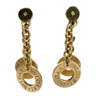 BVLGARI ブルガリ ピアス ブルガリブルガリ ダブルチェーン ラウンド 18金YG 750 ジュエリー アクセサリー K18イエローゴールド ゴールド レディース 約8.2g【中古品】