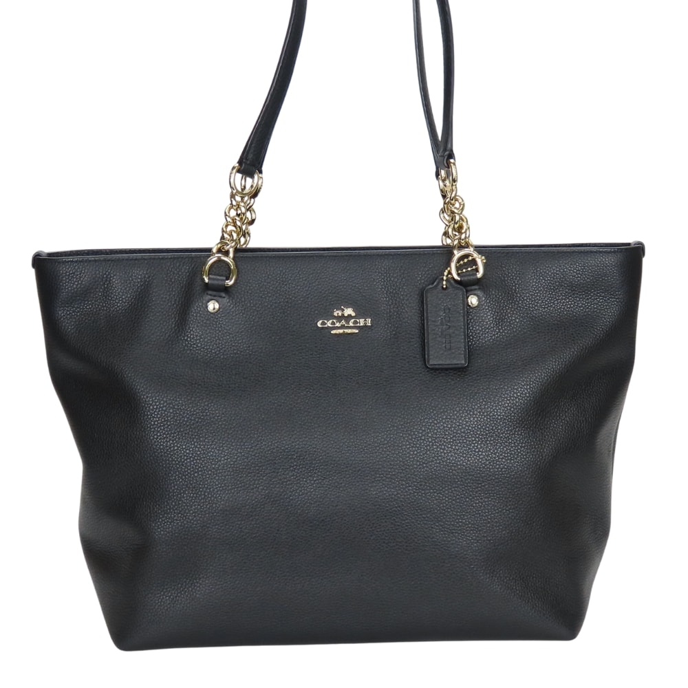 【中古】 コーチ トートバッグ 36600 レザー ブラック ゴールド金具 肩掛け チェーン レディース 女性 COACH