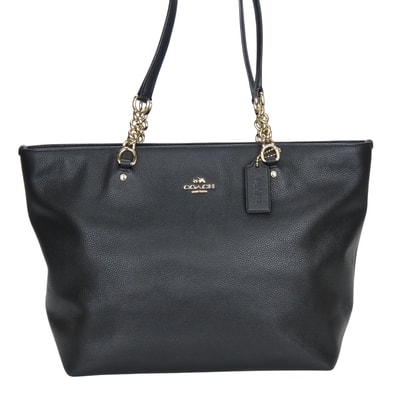 【中古】 コーチ トートバッグ 36600 レザー ブラック ゴールド金具 肩掛け チェーン レディース 女性 COACH