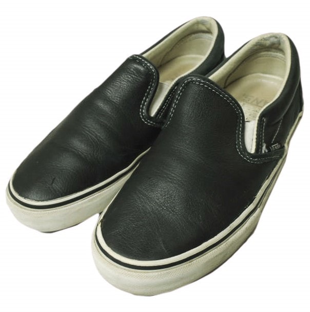 VANS VAULT ヴァンズ ボルト LEATHER SLIP-ON レザースリッポン US5.5(23.5cm) BLACK スニーカー シューズ g22599