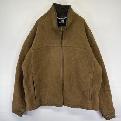 古着 コロンビア Columbia フリース ジャケット フルジップ ボアライナー アウトドア ワンポイント刺繍ロゴ 2XL ブラウン系 メンズ