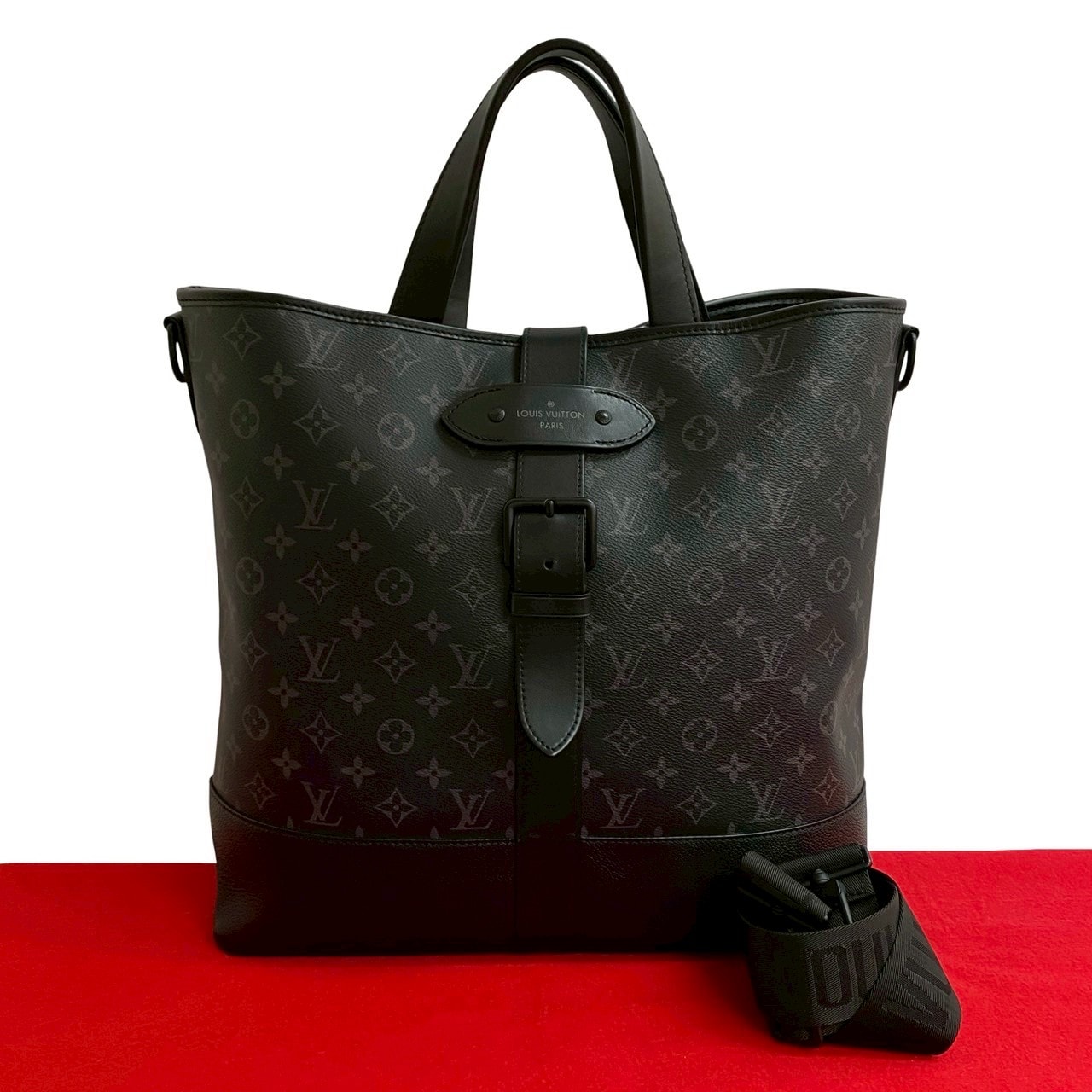 LOUIS VUITTON ルイヴィトン ソミュール モノグラムエクリプス レザー PVC ショルダーバッグ ブラック
 22835