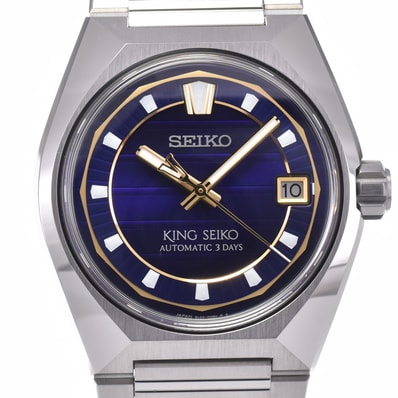 セイコー SEIKO SDKV001/8L45-00B0 キングセイコー VANAC デイト パープル 自動巻き メンズ 美品 箱・保証書付き 腕時計 K#148225