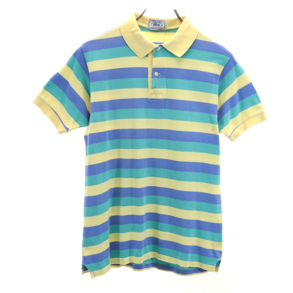 IZOD LACOSTE アイゾットラコステ 70s 80s 糸巻きタグ ヴィンテージ ボーダー 半袖 ポロシャツ M 鹿の子 LACOSTE