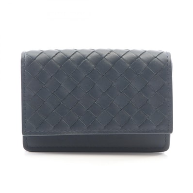 ボッテガヴェネタ BOTTEGA VENETA イントレチャート 名刺入れ 名刺入れ アクセサリー レザー メンズ ネイビー系 【中古】