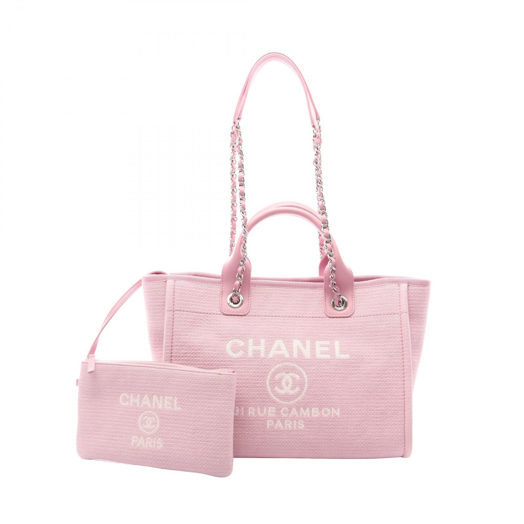 シャネル CHANEL ドーヴィル トートバッグ バッグ キャンバス レザー レディース ピンク系 A67001 【中古】