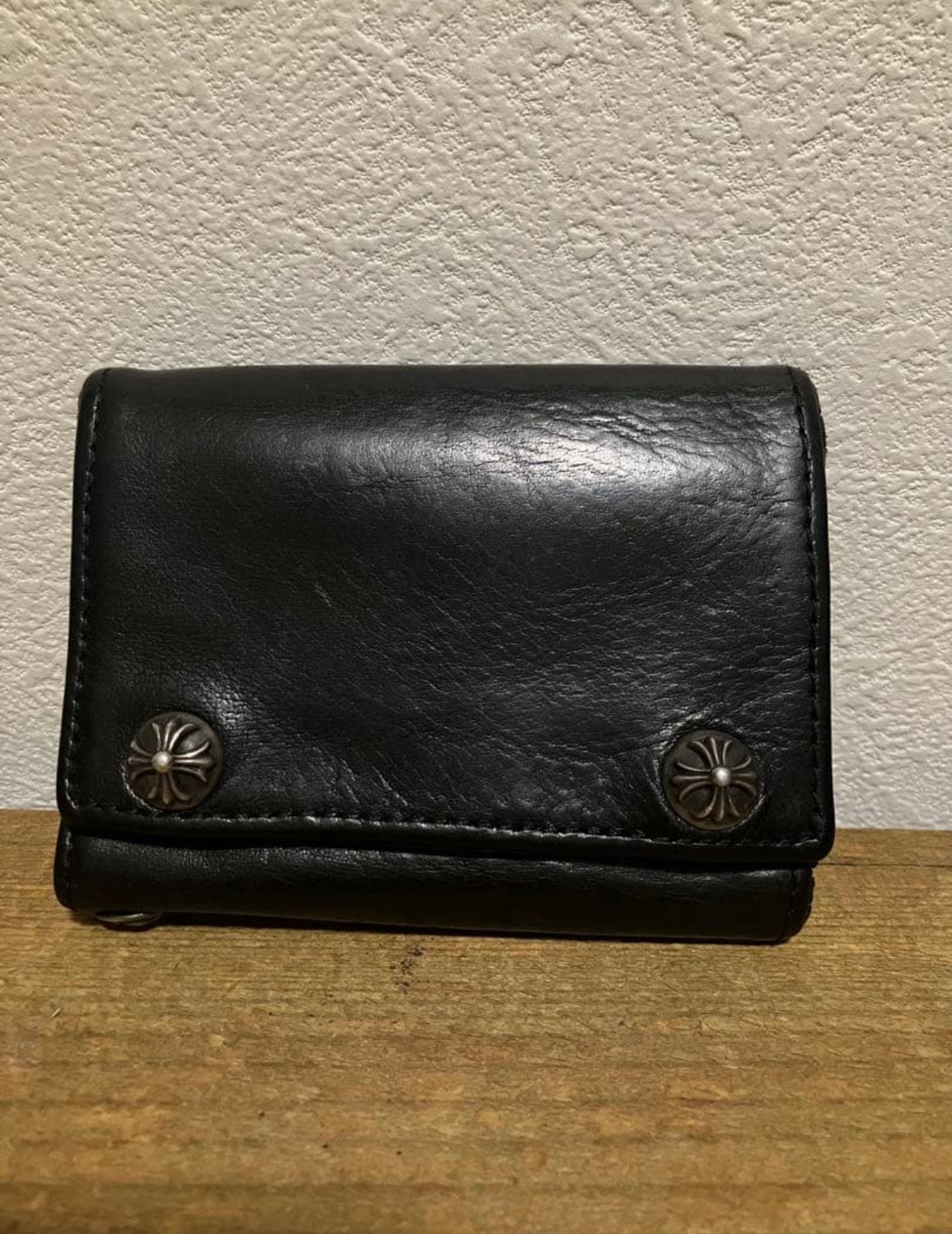 Chrome Hearts Three-fold Leather Wallet "Black"