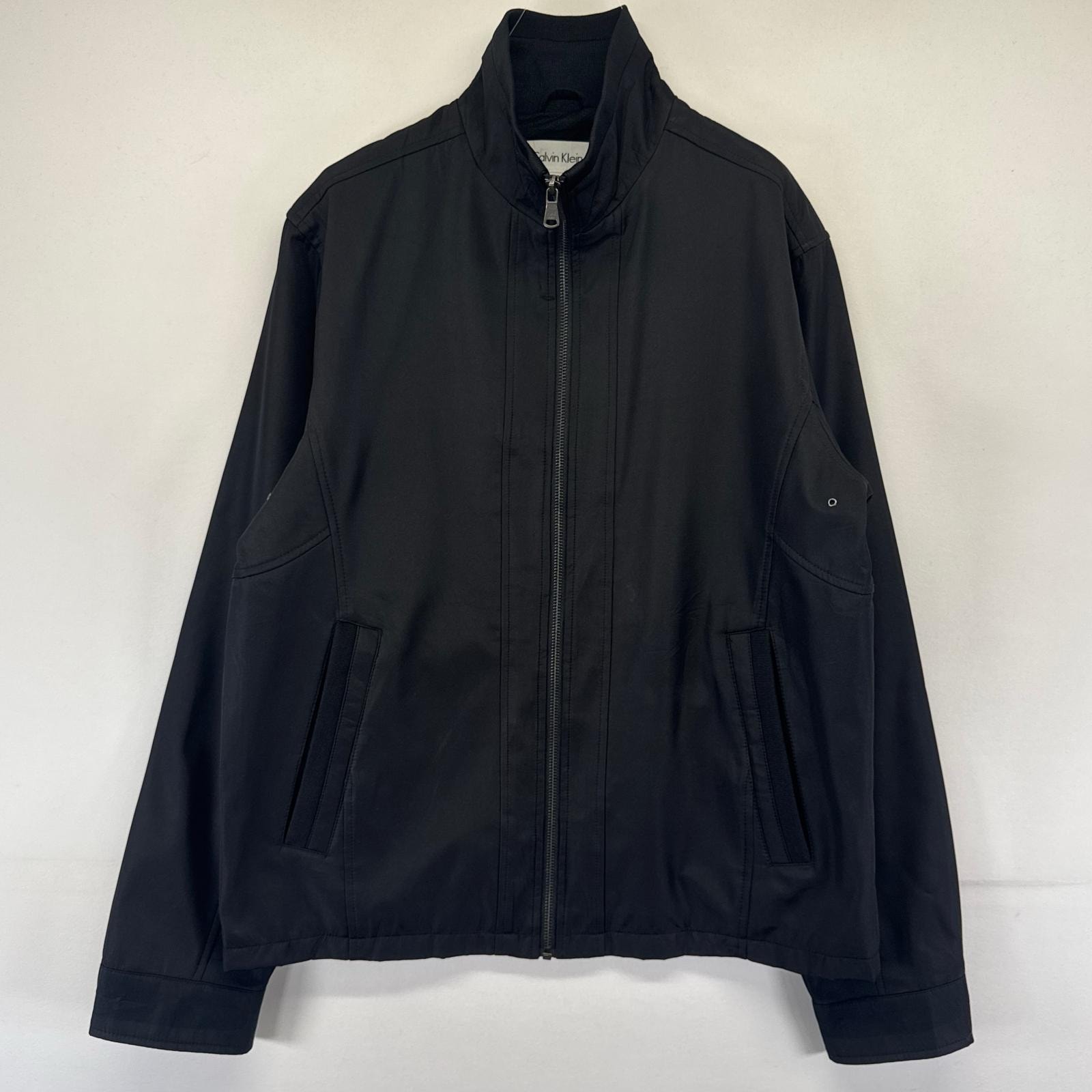 古着 カルバンクライン Calvin Klein ジャケット フルジップ ナイロン ブルゾン メッシュライナー S  ブラック系 無地 メンズ