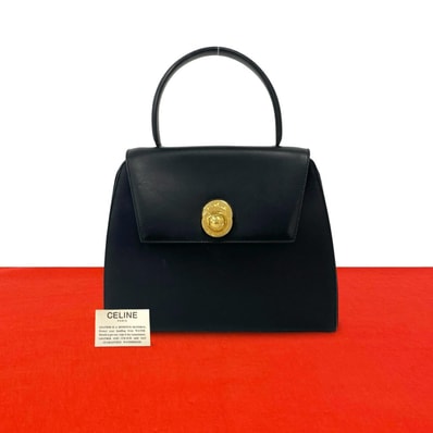 CELINE セリーヌ スターボール ロゴ 金具 レザー ハンドバッグ ブラック
28009