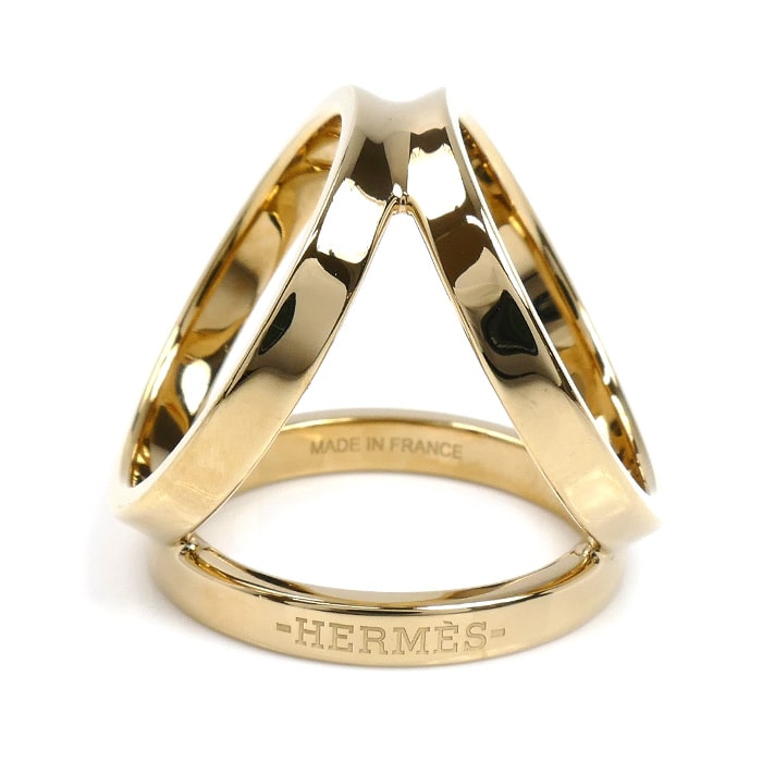 HERMES エルメス 真鍮 トリオ  スカーフリング H601472S カレ 90用 レディース【中古】【美品】