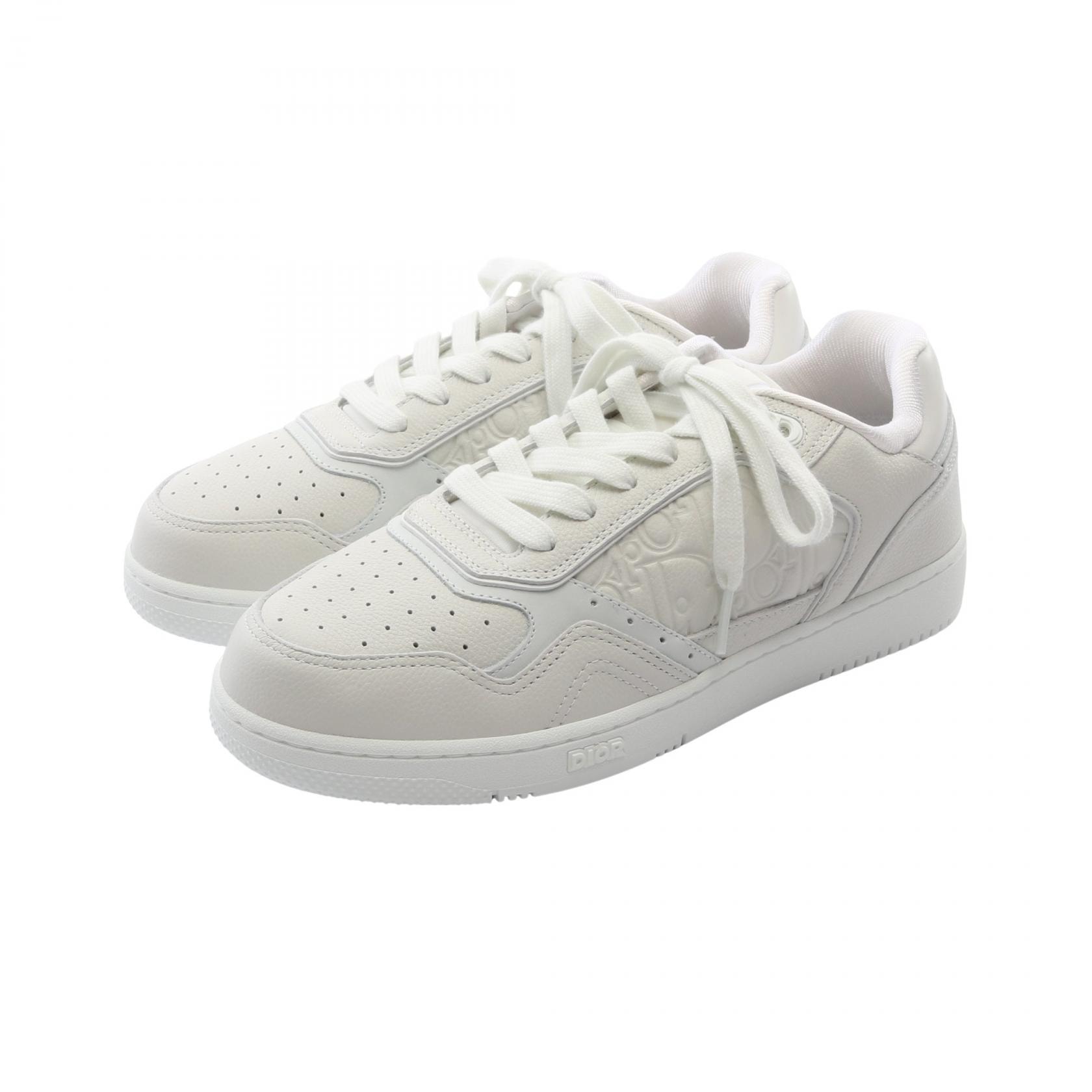 ディオール Dior B27 アップタウン ロートップ オブリーク スニーカー 靴 レザー メンズ ホワイト系 【中古】