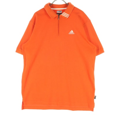 adidas アディダス ワンポイントロゴ ゴルフ 半袖 ポロシャツ L オレンジ