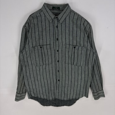 古着 リーバイス Levi's 長袖シャツ 胸ポケット ロングスリーブ M グレー系 ストライプ メンズ