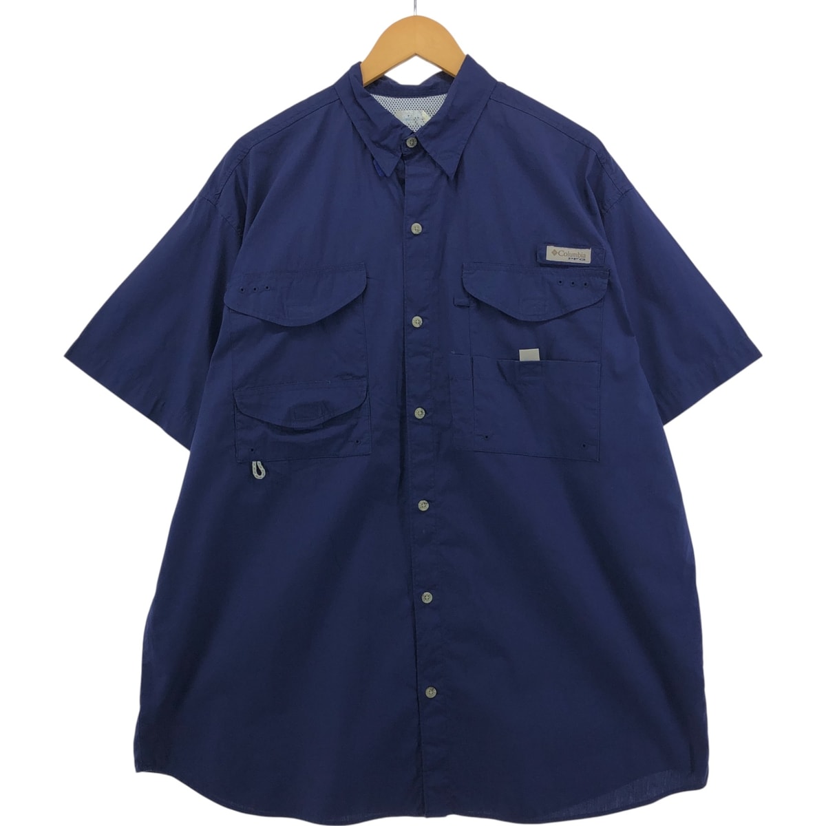 古着 コロンビア Columbia PFG OMNI-SHADE 隠しボタンダウン 半袖 フィッシングシャツ メンズXXL相当/eaa551881
