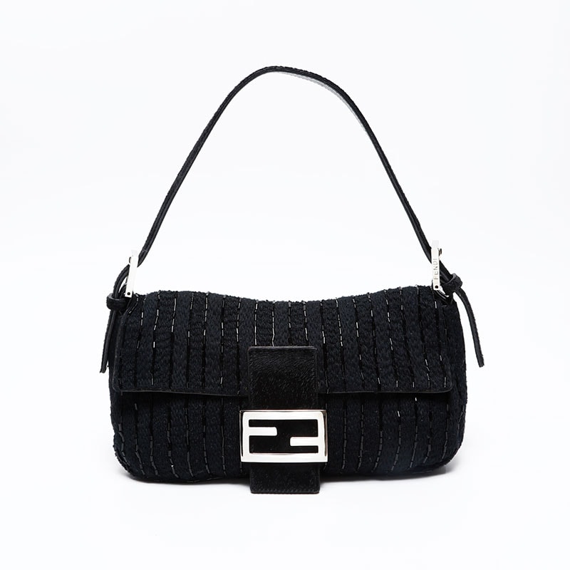 フェンディ FENDI ハラコ マンマバケット ビーズ ショルダーバッグ【中古】